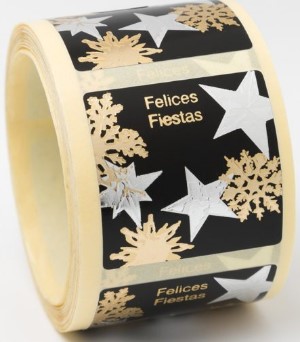 Et. Felices Fiestas 40x40mm Negra Estrellas 250u.